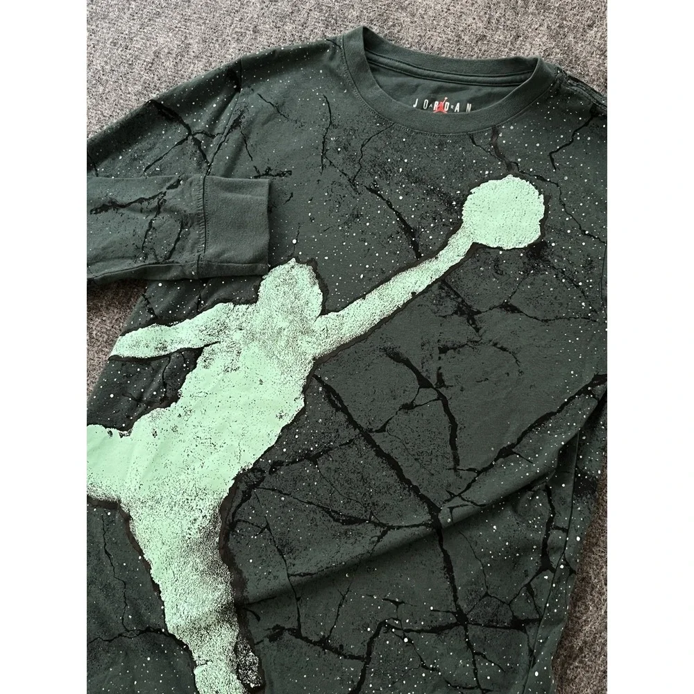 Nike Air Jordan Youth large Jumpman Cement CrewMen Green‎ Cotton Poly